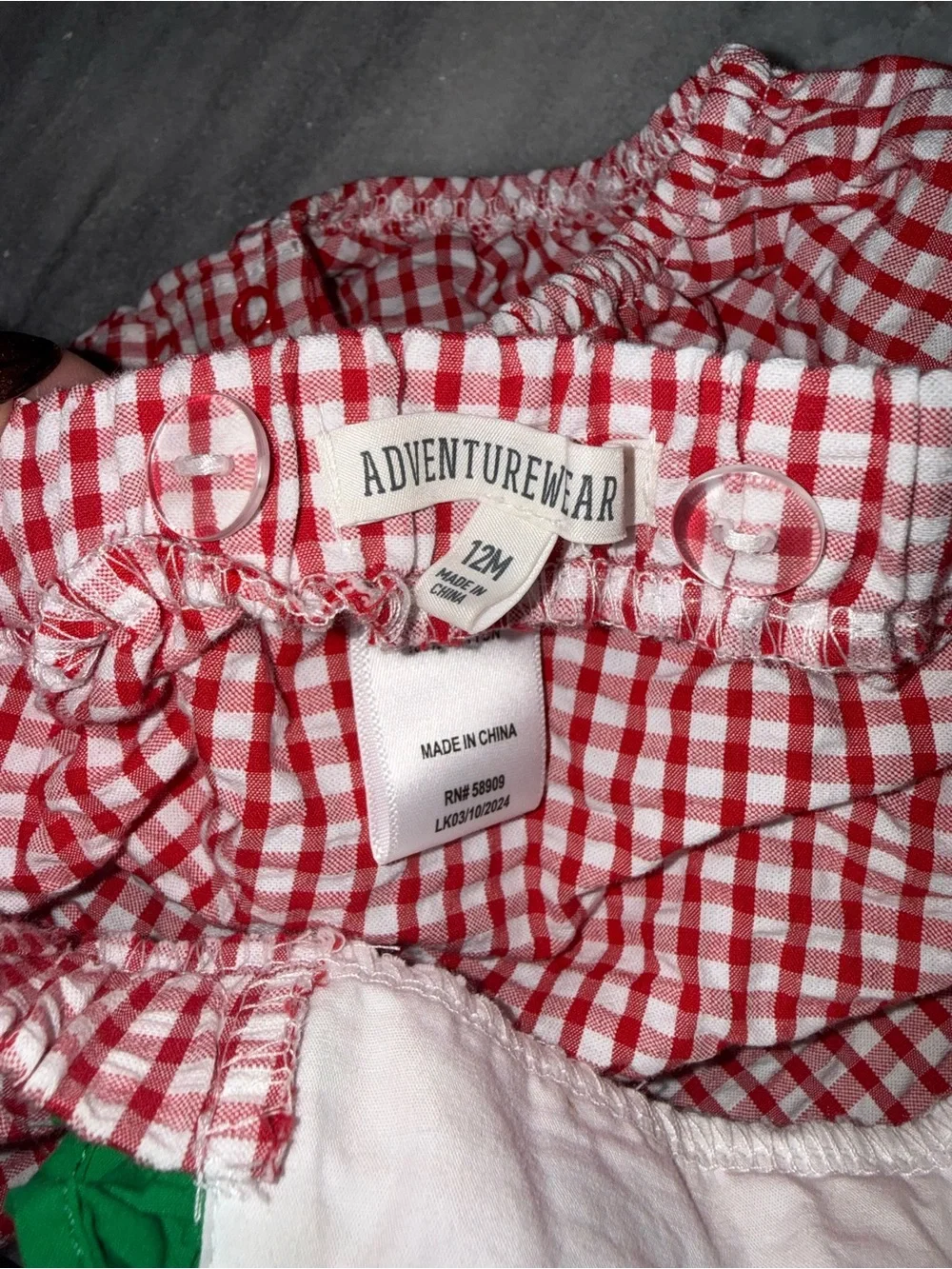 Dillards AdventureWear Cotton Red Gingham Baby Watermelon Bubble Romper 12m